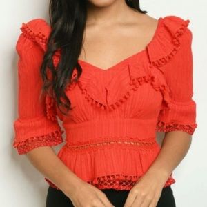 Red Boho top